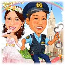 警察官 結婚式の美しい似顔絵 美顔絵 Com