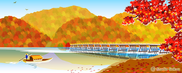 京都 渡月橋 イラスト 最高の壁紙のアイデアcahd